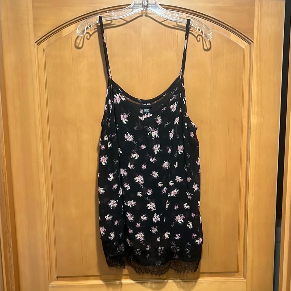 Torrid Black Floral Tank Top